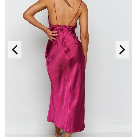 LIONESS Walk The Line Midi Dress Magenta - Picture 7 of 12